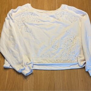 Anthropologie Off-White Embroidered Sweatshirt